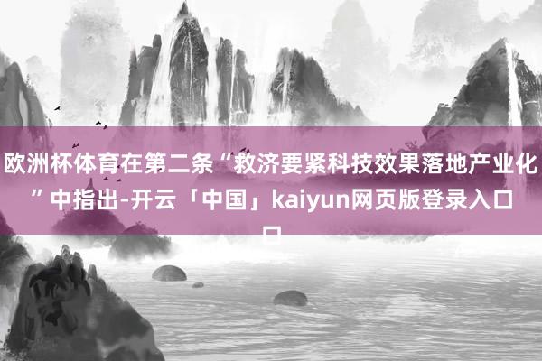 欧洲杯体育在第二条“救济要紧科技效果落地产业化”中指出-开云「中国」kaiyun网页版登录入口